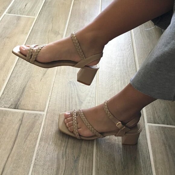 Women's Heeled Sandals 1.97 inch Low Chunky Block Heels Square Open Toe w Strap - Picture 2 of 4